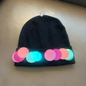 Icing Black Beanie with Colorful Sequins